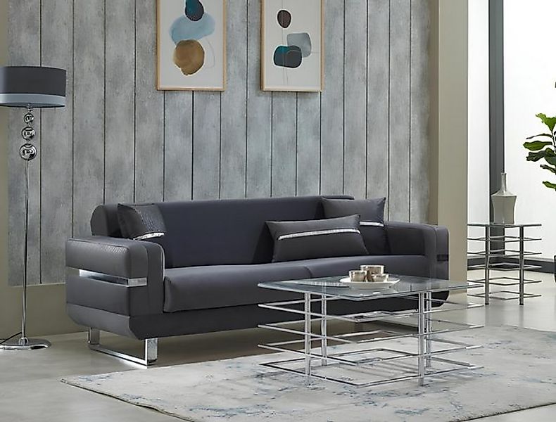 JVmoebel Sofa Stoffsofa Polstersofa Dreisitzer Sofa Grau Luxus Couch 3 Sitz günstig online kaufen