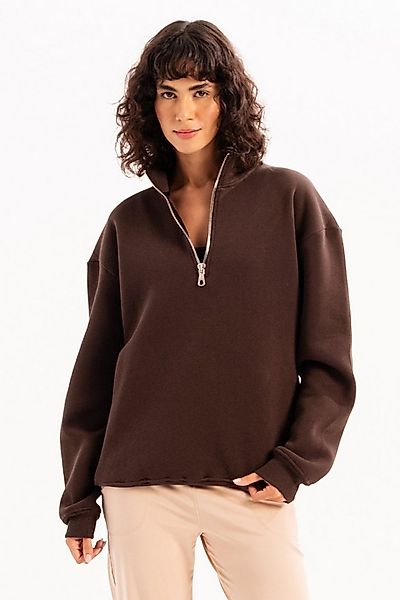 JUSTEVER Sweatshirt Oversize-Fit-Damen-Sweatshirt mit Stehkragen und halbem günstig online kaufen
