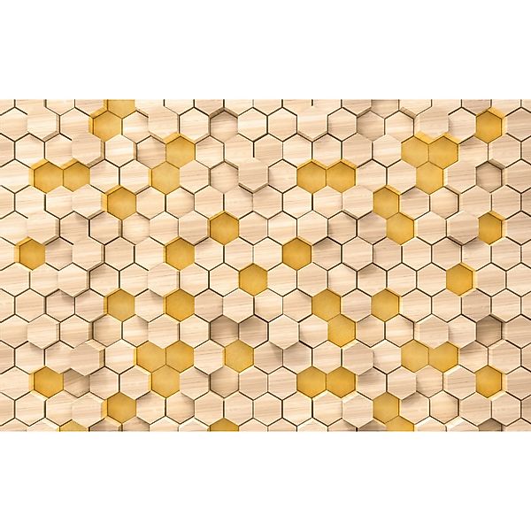 Sanders & Sanders Fototapete Hexagon Beige und Gelb 400 x 250 cm 611883 günstig online kaufen