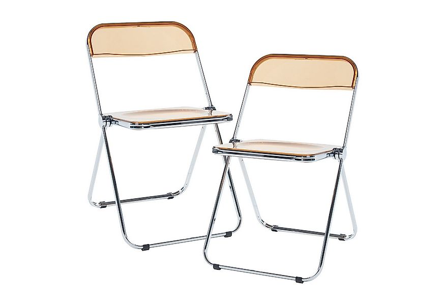 en.casa Klappstuhl (2 St), »Pornainen« Besucherstuhl Stahlgestell Orange, t günstig online kaufen