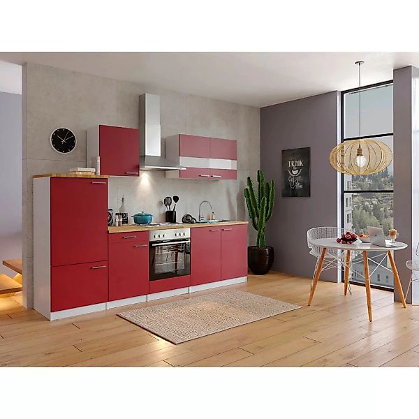 Respekta Küchenzeile KB270WR 270 cm Rot-Weiß günstig online kaufen