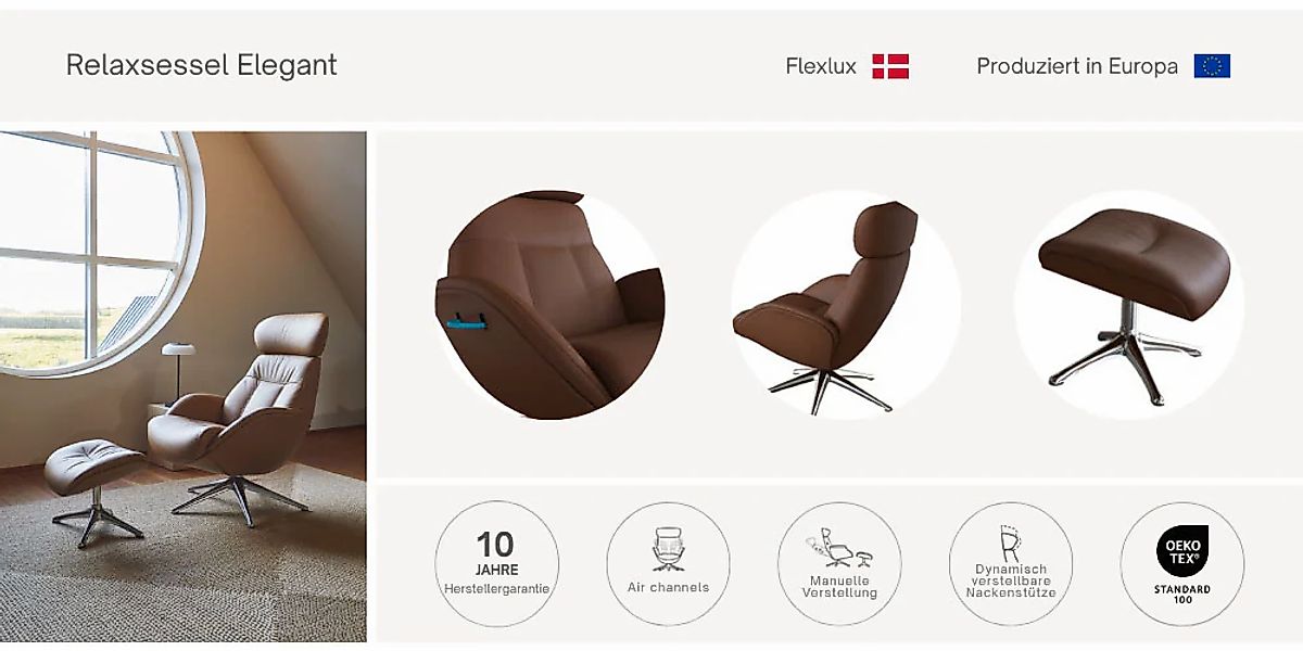FLEXLUX "Elegant, Funktionssessel, verstellbarer Rücken- und Kopfstütze" Pr günstig online kaufen