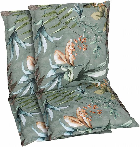 GO-DE Sesselauflage Blätter / Beeren grün - Maße BxLxH ca.: 50 cm x 100 cm günstig online kaufen