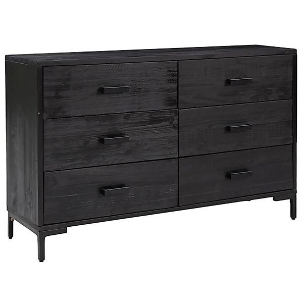 vidaXL Sideboard Schwarz 110x35x70 cm Massivholz Kiefer 349922 günstig online kaufen