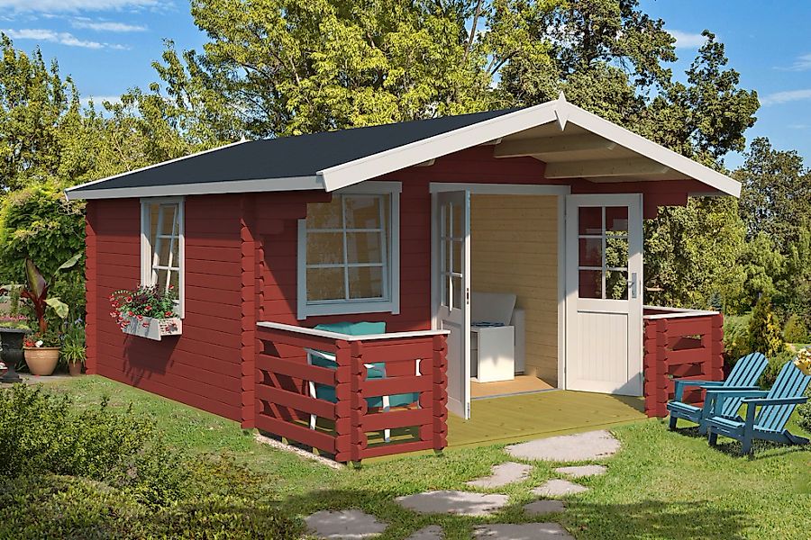 LASITA MAJA Gartenhaus "Luna 2, Schwedenrot" mit Terrasse und Geländer günstig online kaufen