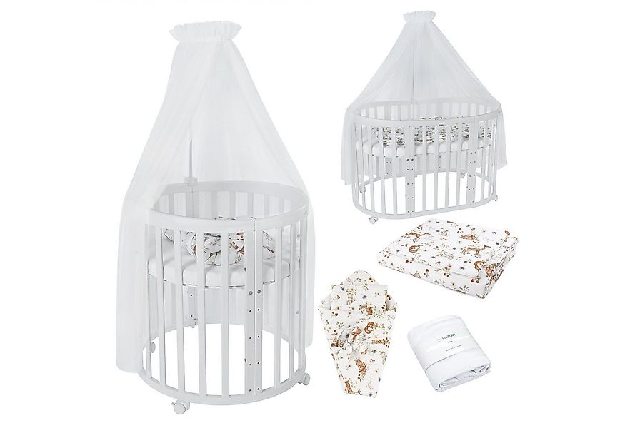 Waldin Babybett Mobiles Babybett OWAL aus Holz 7in1 mit Matratze, mitwachse günstig online kaufen