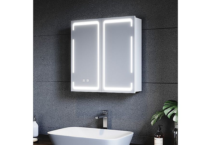 SONNI Badezimmerspiegelschrank Doppeltüriger dreifarbig beleuchteter Badezi günstig online kaufen