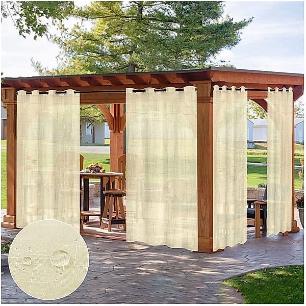 Qelus Outdoorvorhang Wasserdicht Outdoorvorhänge Sonnenschutz Transparent günstig online kaufen