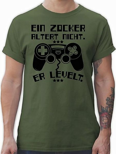 Shirtracer T-Shirt Ein Zocker altert nicht - er levelt Nerd Geschenke günstig online kaufen