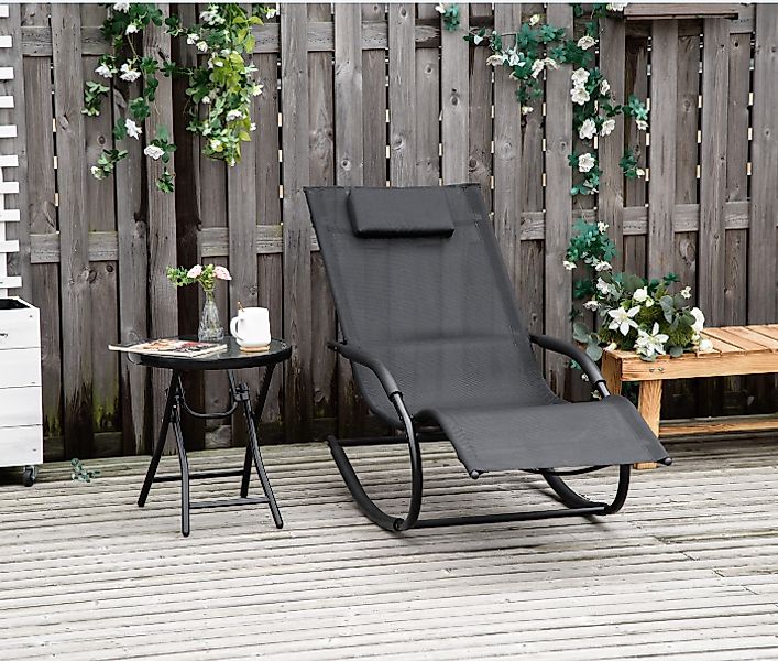 Outsunny Schaukelliegestuhl Ergonomischer Rocking Chair mit Kopfstütze und günstig online kaufen