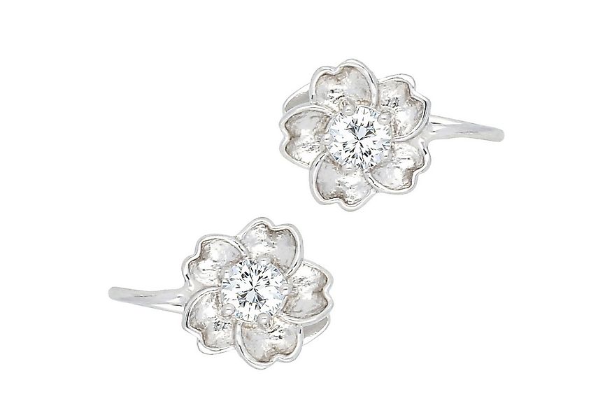 LÖB Ohrklemme 925 Silber Ohrklemme Ear Cuff Blumen Zirkonia Fake Piercing R günstig online kaufen
