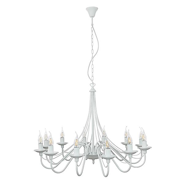 Licht-Erlebnisse Kronleuchter Weiß Rustikal Metall 12-Flammig E14 85 cm Bre günstig online kaufen