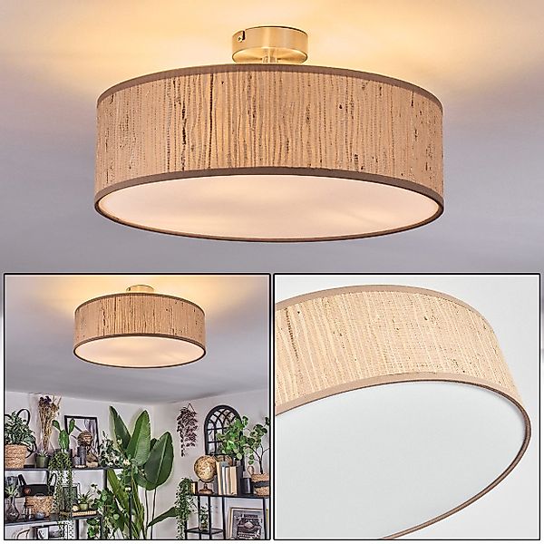 hofstein Deckenleuchte Deckenlampe aus Metall/Holz/Stoff/Kunststoff in günstig online kaufen