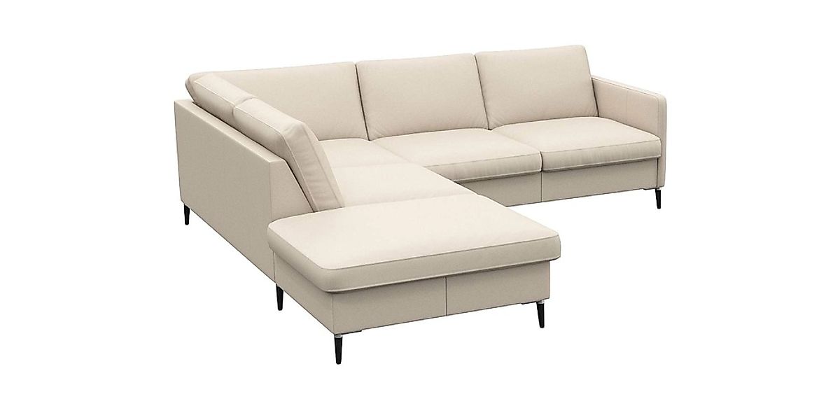 FLEXLUX Ecksofa »Fiore, L-Form«, schmale Armlehnen, Füße Alu/schwarz, B/T 2 günstig online kaufen