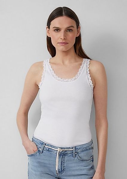 s.Oliver Shirttop Geripptes Slim-Fit-Tanktop mit Spitze günstig online kaufen