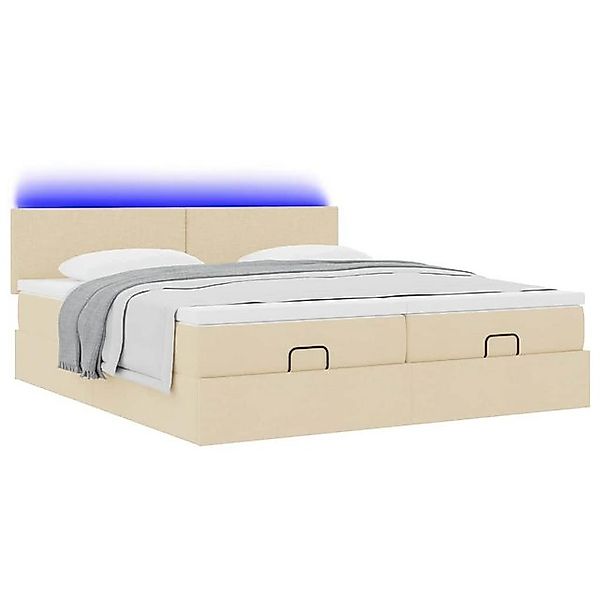 vidaXL Bett Ottoman-Bett mit Matratzen & LEDs Creme 200x200 cm Stoff günstig online kaufen