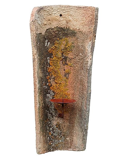 Dachziegel Antik Verwittert mit Wandkerzenhalter Original Patina Bruchecken günstig online kaufen