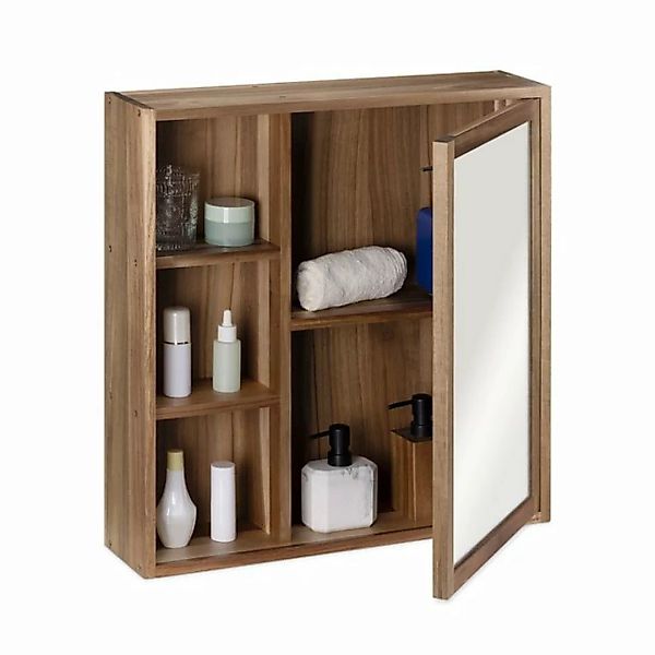 Navaris Spiegelschrank Hängender Badezimmerschrank mit Spiegel - aus Holz ( günstig online kaufen