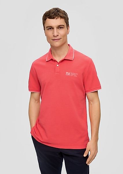 s.Oliver Kurzarmshirt Poloshirt mit Piquêstruktur und Logo-Print Streifen-D günstig online kaufen