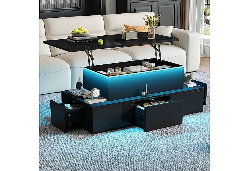 OKWISH Couchtisch anhebbarer Kaffeetisch mit verstecktem Stauraum (Packung, günstig online kaufen