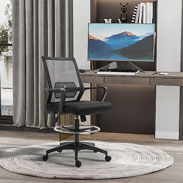 Vinsetto Bürostuhl Ergonomischer Schreibtischstuhl verstellbarer Fußring, L günstig online kaufen