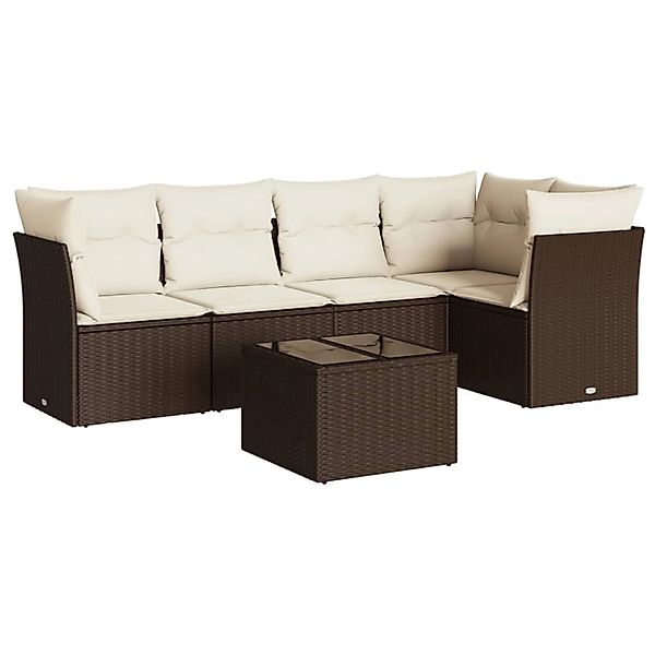 vidaXL 6-Tlg Garten-Sofagarnitur mit Kissen Braun Poly Rattan 3217613 günstig online kaufen