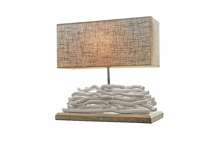 Mirabeau Tischleuchte Tischlampe Caribou leinen/weiß günstig online kaufen