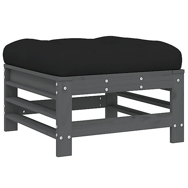 vidaXL Sofaelement Gartenhocker mit Kissen Grau günstig online kaufen