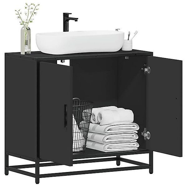 vidaXL Badezimmer-Set Waschbeckenunterschrank Schwarz 65x33x60 cm günstig online kaufen