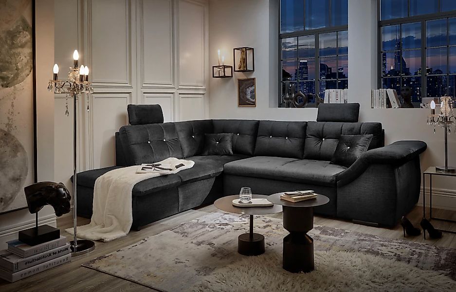 ED EXCITING DESIGN Ecksofa "Bolonia L-Form", mit Bettfunktion, Bettkasten, günstig online kaufen