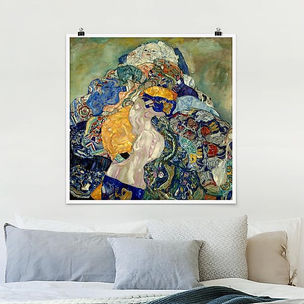 Poster - Quadrat Gustav Klimt - Baby (Wiege) günstig online kaufen