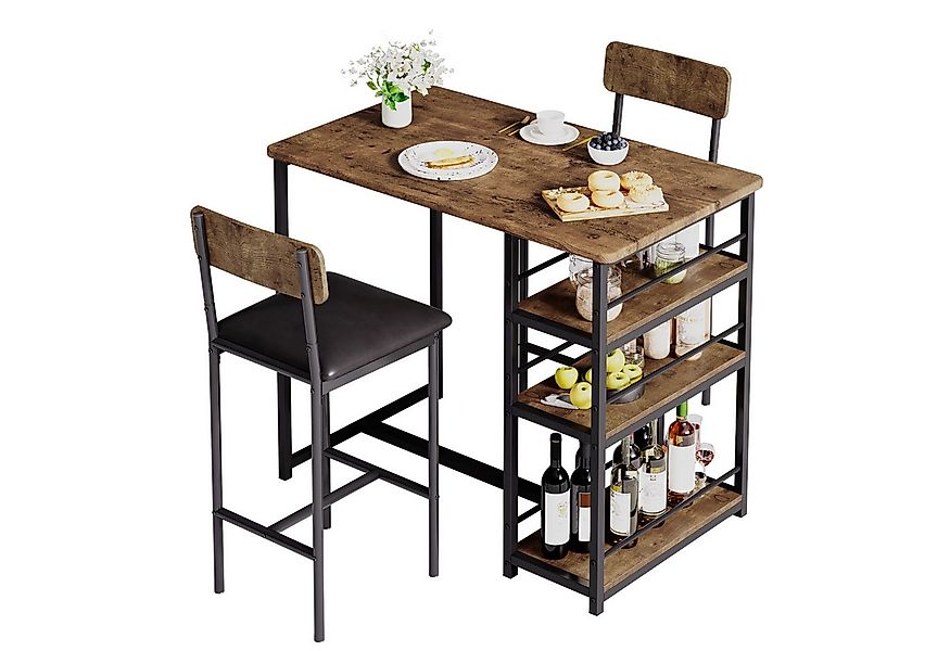 GarveeMore Essgruppe Ktichen Tisch mit 2 Stühlen für Küche & Esszimmer, Bar günstig online kaufen