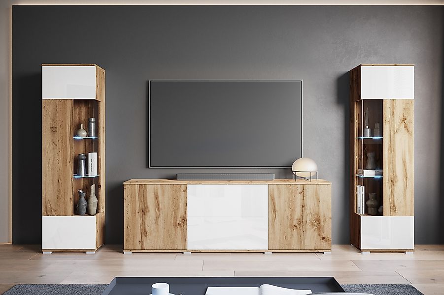 INOSIGN Wohnwand KENIA, (Komplett-Set, 3-St), Vitrinen günstig online kaufen
