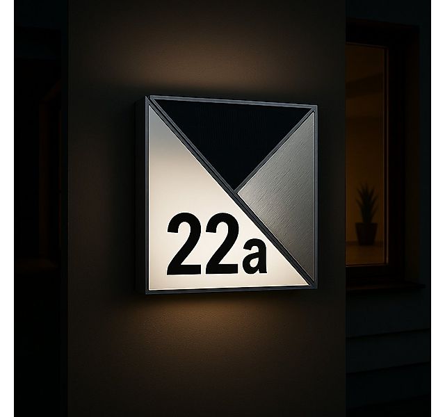 MeLiTec LED Außen-Wandleuchte Solar-Hausnummer mit Nummernset, Solar, LED f günstig online kaufen