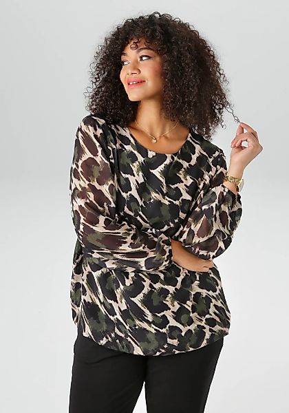Aniston PLUS Schlupfbluse mit blickdichtem Jerseyfutter günstig online kaufen