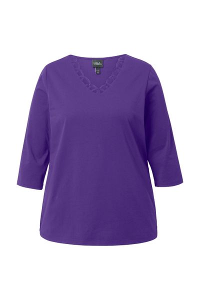 Ulla Popken T-Shirt Shirt verzierter V-Ausschnitt günstig online kaufen