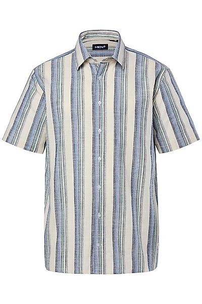 Men Plus Kurzarmhemd Leinenoptik-Streifenhemd Halbarm Kentkragen günstig online kaufen