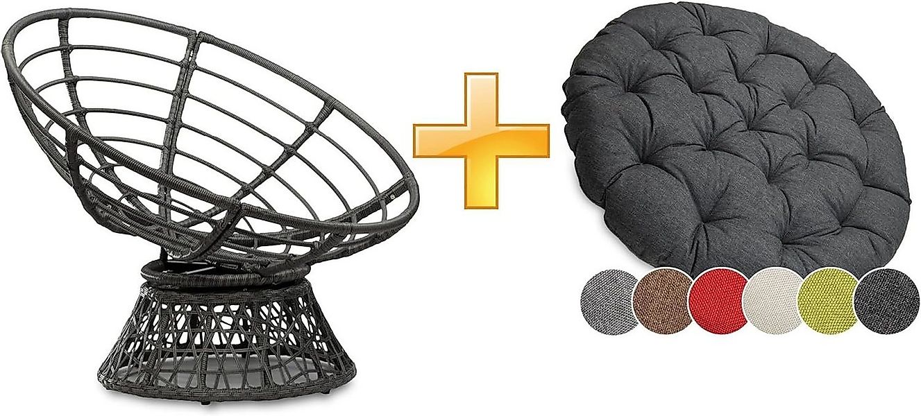 sunnypillow Rattanstuhl Papasansessel, Rattansessel mit Kissen rund Durchme günstig online kaufen