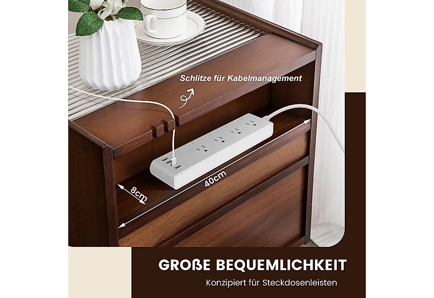 COSTWAY Nachttisch (2-St), mit Schublade und Glastischplatte, aus Bambus & günstig online kaufen