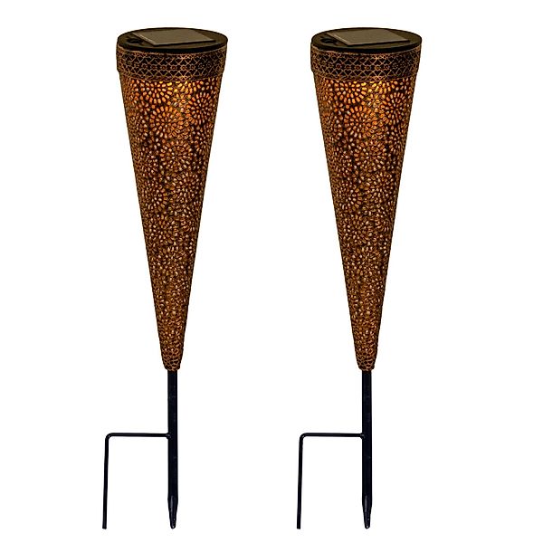 Näve LED-Solarleuchte Paula Braun Ø 8,5 cm x 40 cm 2er-Set günstig online kaufen