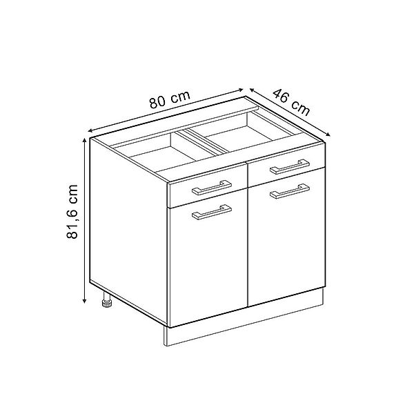 Vicco Unterschrank R-Line, Edelgrau/Anthrazit, 80 cm günstig online kaufen