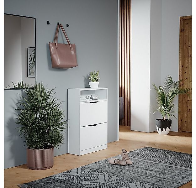 Vicco Schuhkipper Luca, Weiß, 22 x 89.5 cm mit 2 Fächern günstig online kaufen