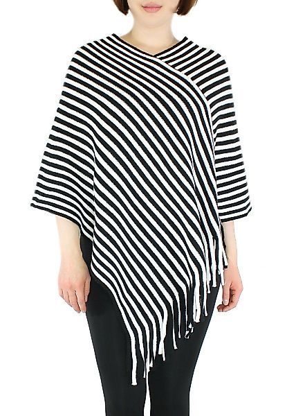 dy_mode Strickponcho Damen Fransenponcho Gestreift Überwurf günstig online kaufen