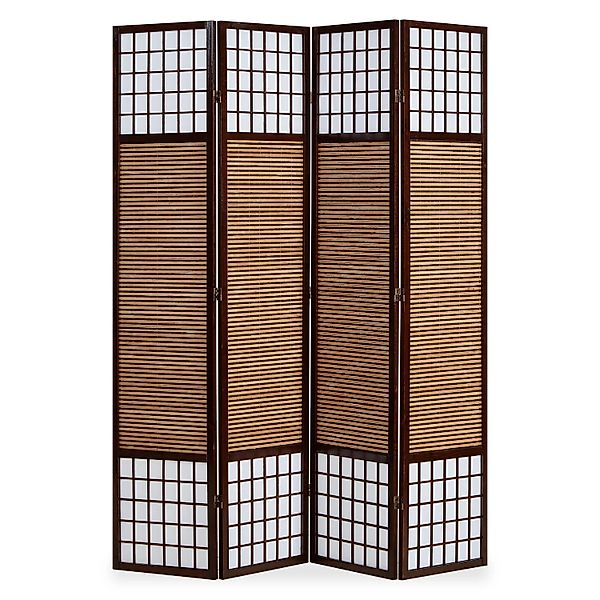 Homestyle4u 4-tlg. Paravent in Braun 172x200 cm 876 günstig online kaufen