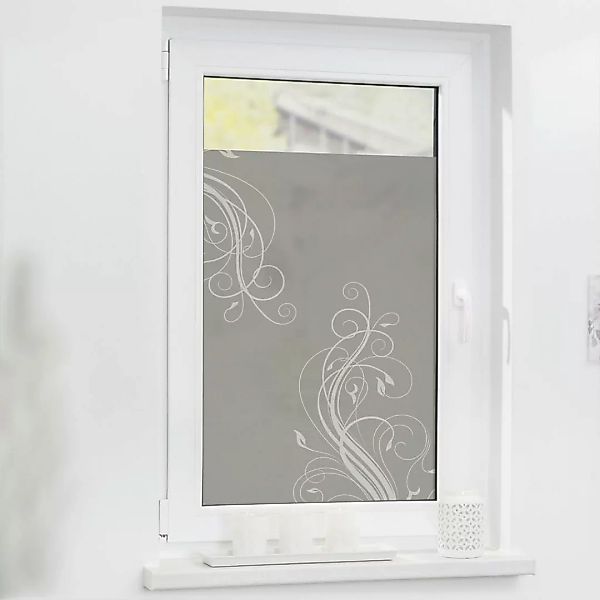 LICHTBLICK Fensterfolie Floral grau weiß B/L: ca. 100x180 cm günstig online kaufen