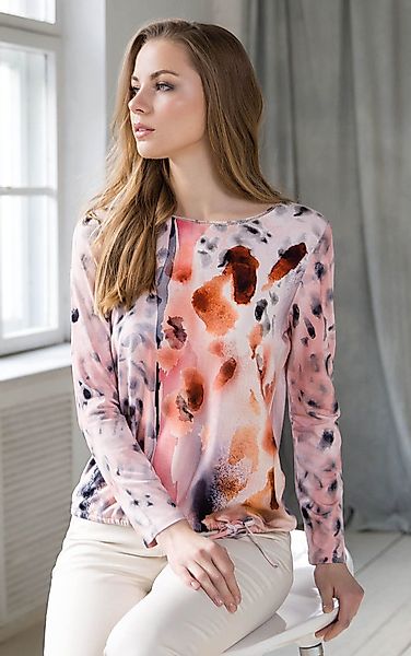 Passioni Langarmbluse in Coral mit abstraktem günstig online kaufen