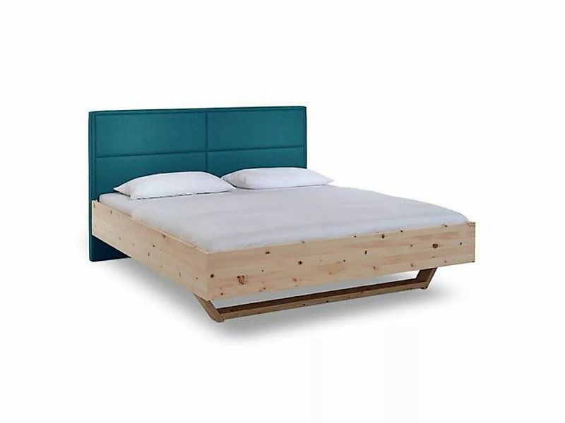 Natur24 Bett Luganox Bett aus Zirbe massiv 200x200 cm mit Stoffkopfteil Pet günstig online kaufen