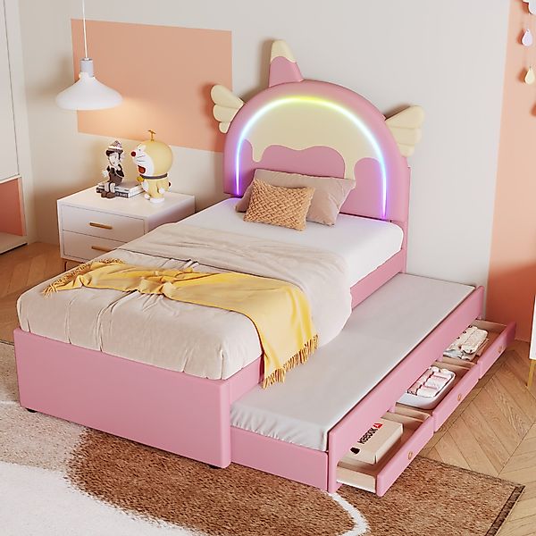 TavilaEcon Kinderbett Cartoon Einhornform Kinderbett Familienbett günstig online kaufen