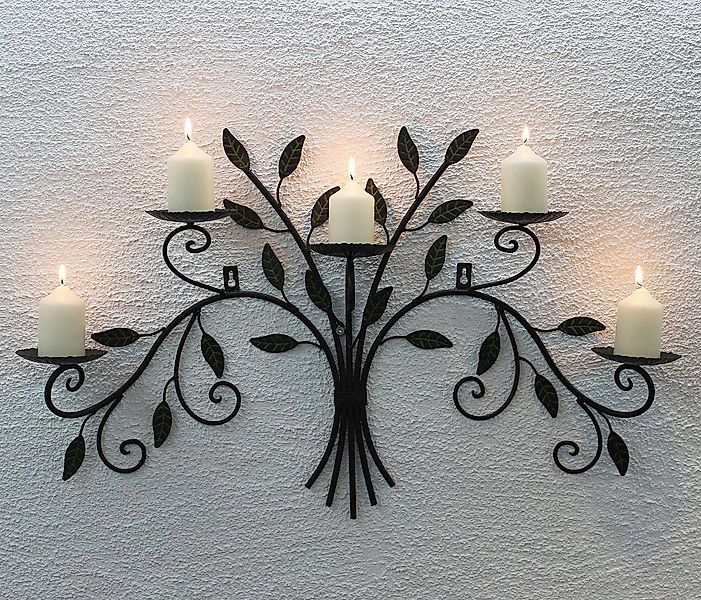 DanDiBo Wandkerzenhalter Metall 12119 Kerzenhalter Wand Schmiedeeisen 70 cm günstig online kaufen