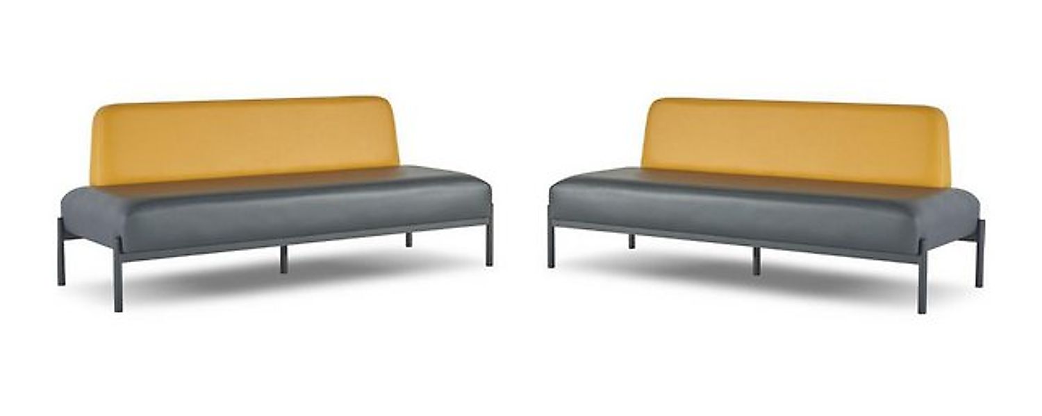 JVmoebel 3-Sitzer Sitzmöbel Set 3-Sitzer Schwarz Gelb Art Deco Ledersofas E günstig online kaufen